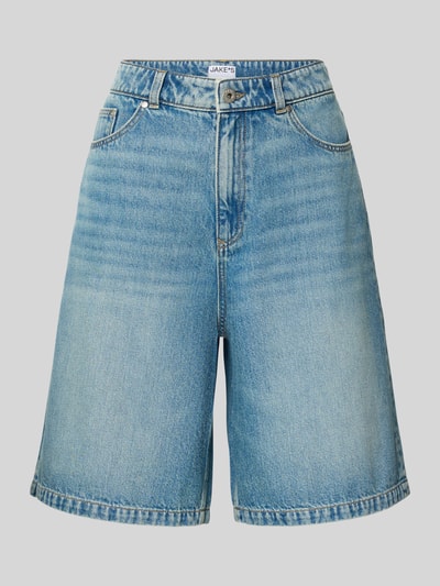 Productfoto, Bermudas uit denim in used-look van Jake*s Casual, relaxed fit, steekzakken, blauwe wassing, context: dames bermuda