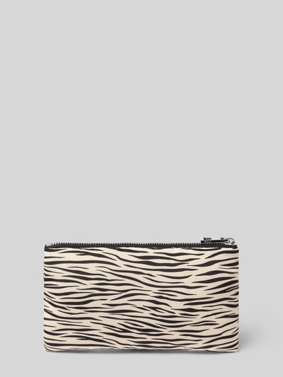 Produktfoto, Pouch mit Allover-Animal-Print Modell 'Hit' von WOUF, Hauptfach mit Reißverschluss, Logo-Applikation, creme-schwarz gestreift