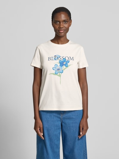 Jake*s Casual T-Shirt mit Motiv-Print und Rundhalsausschnitt Offwhite 4
