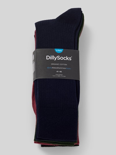 DillySocks Sokken met structuurmotief in een set van 4 paar, model 'Ribbed Dark' Marineblauw - 3