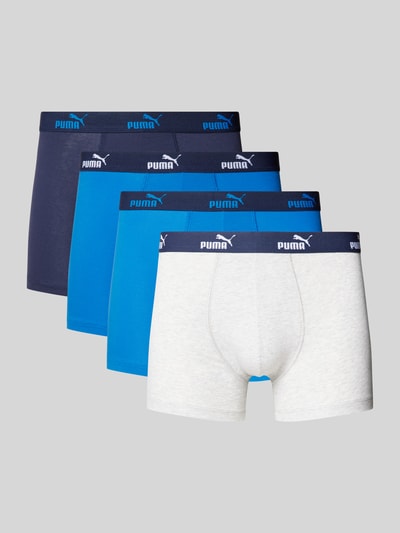 Puma Boxershort met elastische band met label in een set van 4 stuks, model 'SOLID' Blauw - 1