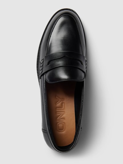 Only Loafers in effen design, model 'LUX' Zwart - 3