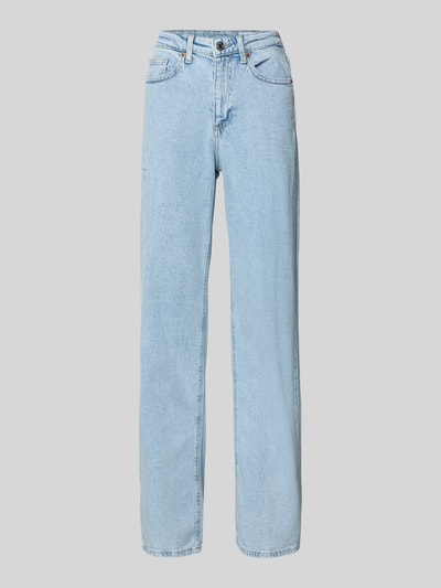 Produktfoto, Wide Leg Jeans aus Baumwoll-Mix Modell 'TESSA' von Vero Moda, Optik: Unifarben, Passform: Wide Leg, High-Waist-Stil, 5-Pocket-Design, Denim Struktur, Label Patch, Label-Stitching, Label-Prägung, Gürtelschlaufen, Knopf und verdeckter Reißverschluss, Materialverarbeitung: Baumwoll-Mix