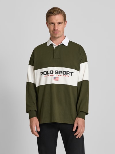 Polo Ralph Lauren Sweatshirt mit Polokragen und Label-Print Oliv 4