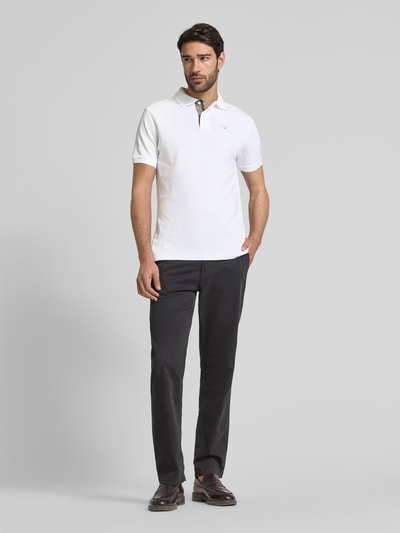 Barbour Slim Fit Poloshirt mit Label-Stitching Weiss 1