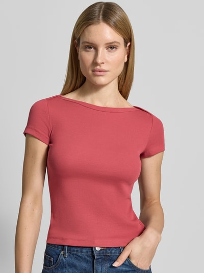 Jake*s Casual T-Shirt mit U-Boot-Ausschnitt Dunkelrot 3