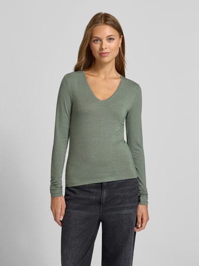 Vero Moda Regular fit shirt met lange mouwen van viscosemix, model 'LAVA' Rietgroen - 4