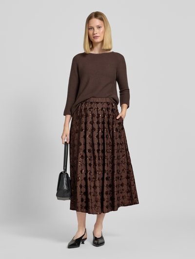 Weekend Max Mara Spódnica midi rozkloszowana z czystej bawełny Ciemnobrązowy 1