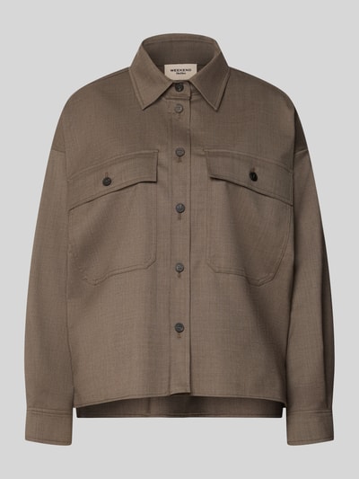 Weekend Max Mara Wollbluse mit Brusttaschen Mittelbraun 1