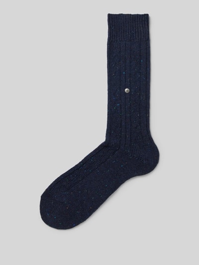 Burlington Socken aus Woll-Mix mit Label-Detail Modell 'Tweed' Marine Melange 1