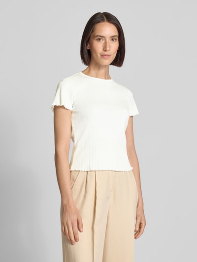 JAKE*S STUDIO WOMAN T-Shirt mit Rundhalsausschnitt und Wellensaum Offwhite 4