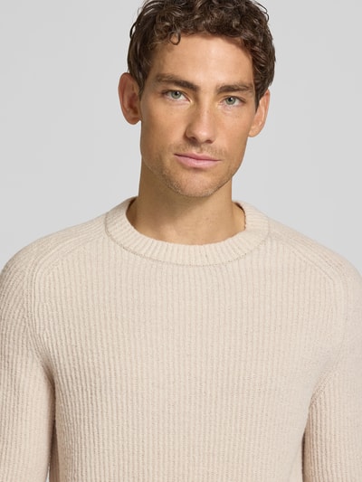 Marc O'Polo Regular Fit Pullover aus Schurwoll-Mix mit Baumwoll-Anteil Beige 3