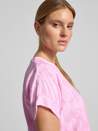 ZABAIONE t-shirt o kroju regular fit z mieszanki wiskozy model 'Anni' Różowy 3