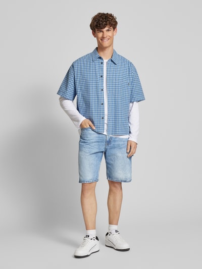 REVIEW Baggy fit korte jeans in 5-pocketmodel Blauw - 1