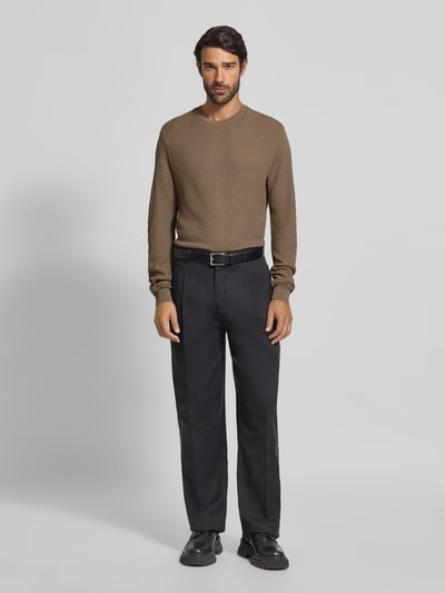 Emporio Armani Strickpullover mit gerippten Abschlüssen Hellbraun 1