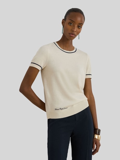 Lauren Ralph Lauren Regular Fit Strickpullover mit kurzem Arm Ecru 4