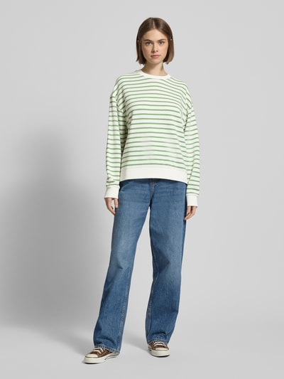 Marc O'Polo Denim Sweatshirt met ribboorden Grasgroen - 1