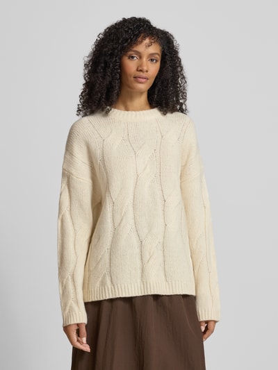 My Essential Wardrobe Oversized Strickpullover mit gerippten Abschlüssen Modell 'Will' Offwhite 4