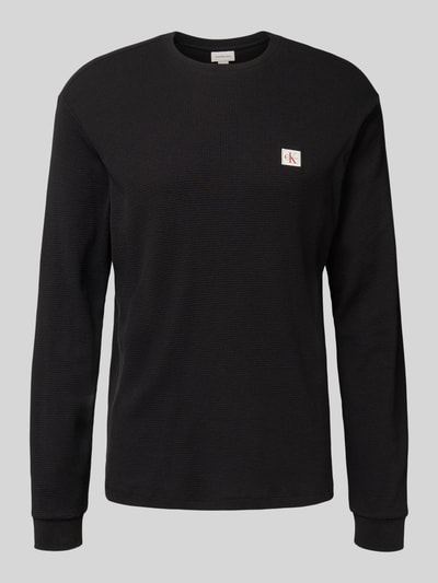 Calvin Klein Jeans Bluzka z długim rękawem i detalem z logo Czarny 2