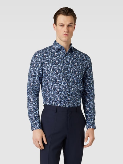 Jake*s Vrijetijdsoverhemd met all-over motief Marineblauw - 4