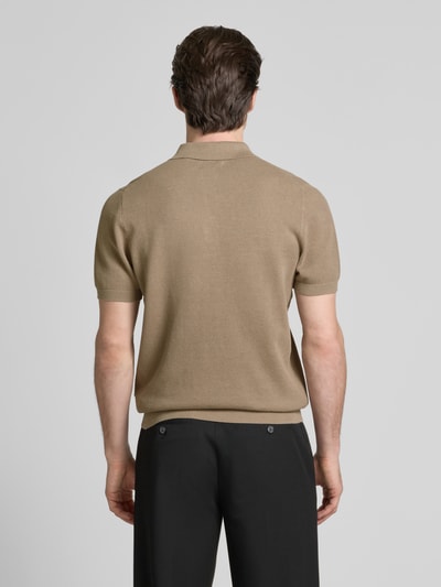 Christian Berg Men Poloshirt mit gerippten Abschlüssen Taupe 5