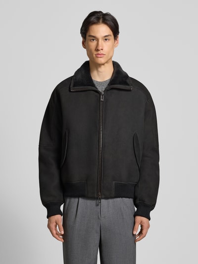 Emporio Armani Lederjacke mit Zweiwege-Reißverschluss Schlamm 4