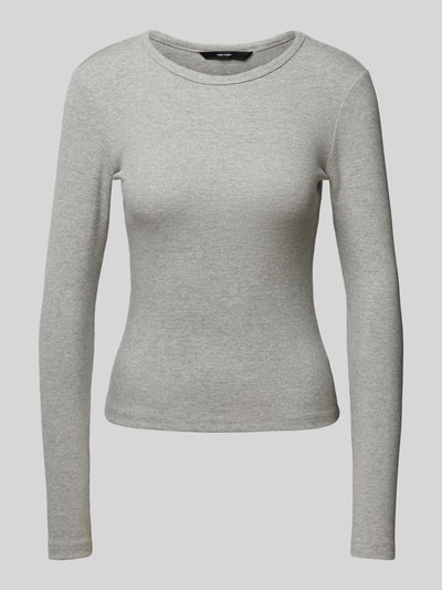 Vero Moda Regular Fit Langarmshirt aus Baumwoll-Mix mit Effektgarn Modell 'CHLOE' Hellgrau Melange 2