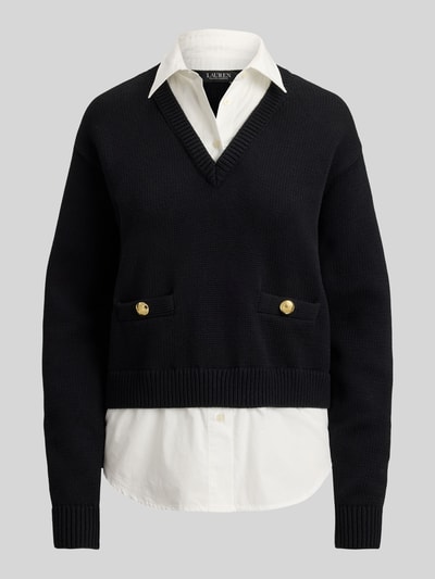 Lauren Ralph Lauren Sweter z dzianiny o kroju regular fit z czystej bawełny BLACK 2