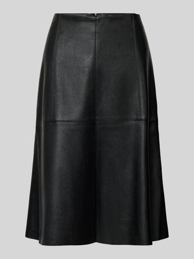 s.Oliver BLACK LABEL Knielange rok in kunstleerlook Zwart - 2