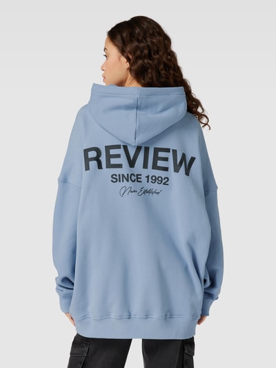 Review Oversized hoodie met labelprint Hemelsblauw - 5