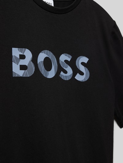 Boss T-shirt met ronde hals en labelprint Zwart - 2