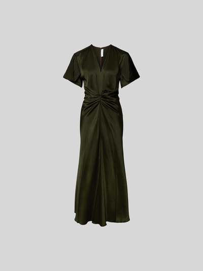 Victoria Beckham Midikleid mit V-Ausschnitt Oliv 2