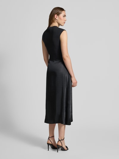 BOSS Sukienka z dzianiny taliowana ze spódnicą z satyny model ‘FERDOLINI’ Czarny 5