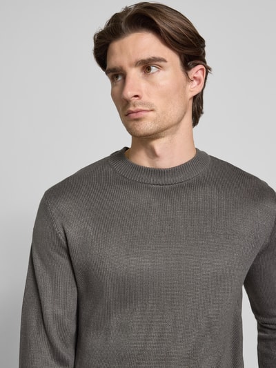 Tom Tailor Denim Sweter o kroju regular fit z prążkowanej dzianiny Średnioszary 3