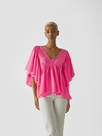 Forte Forte Seidenbluse mit V-Ausschnitt Pink 4