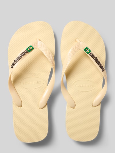 Produktfoto, Flip-Flop mit Logo-Detail Modell 'Brasil' von Havaianas, beige mit abgerundeter Passform, offene Ferse, Absatzhöhe 1 cm