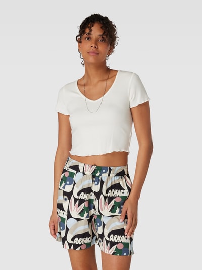 Only Crop Top mit V-Ausschnitt Modell 'KIKA' Offwhite 4