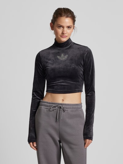 adidas Originals Cropped Longsleeve mit Stehkragen und Ziersteinbesatz Black 4