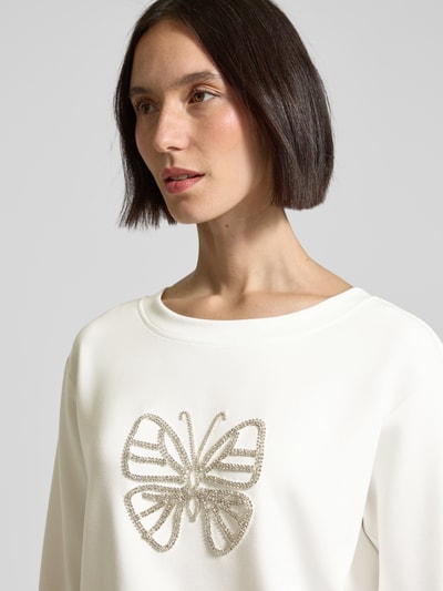 monari Sweatshirt mit Label-Detail Offwhite 3