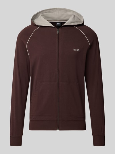 Produktfoto, braune Regular Fit Sweatjacke aus Baumwoll-Mix Modell 'Mix&Match Jacket H' von BOSS, Herren Sweatjacke, glatte Textur