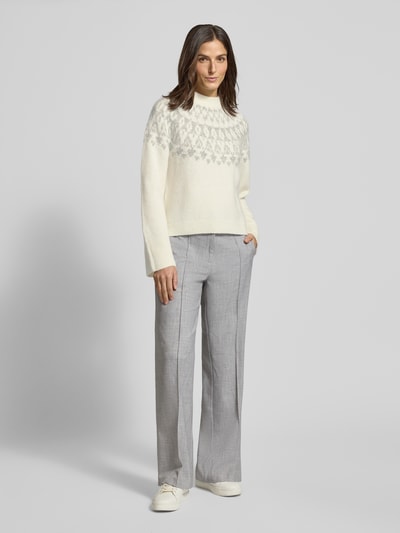 OPUS Sweter z dzianiny z norweskim wzorem model ‘Porway’ Écru 1
