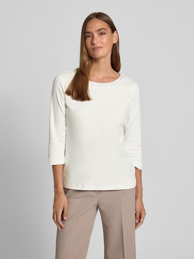 Christian Berg Woman T-Shirt mit Ziersteinbesatz und 3/4-Arm Offwhite 4