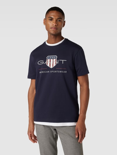 Gant T-shirt z nadrukiem z logo model ‘ARCHIVE SHIELD’ Granatowy 4