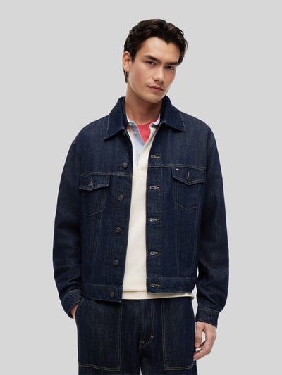 Tommy Jeans regular fit jeansjack van mix van katoen en linnen Donkerblauw - 4