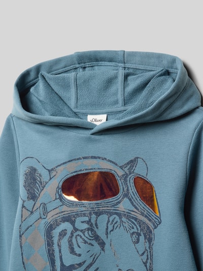 s.Oliver RED LABEL Regular Fit Hoodie aus Baumwoll-Mix Rauchblau 2