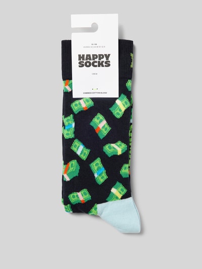 Happy Socks Skarpety z wyhaftowanym logo model ‘Money’ Ciemnoniebieski 3