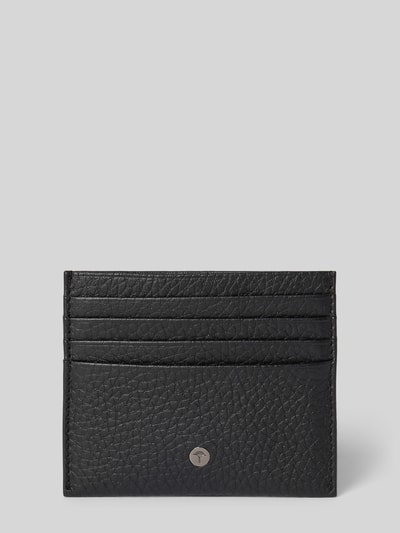 Produktfoto, schwarzes Portemonnaie mit Label-Detail Modell 'CARDONA' von JOOP! Collection, genarbte Lederstruktur, Steckfächer, offenes Hauptfach.