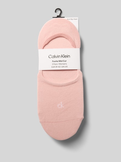 CK Calvin Klein Sokken met logostitching in een set van 3 paar, model 'Footie' Lichtroze - 3
