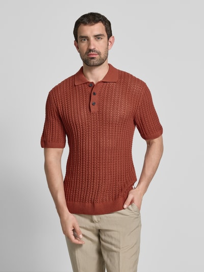 Jack & Jones Premium Poloshirt mit Strukturmuster Modell 'JOEL' Rostrot 4