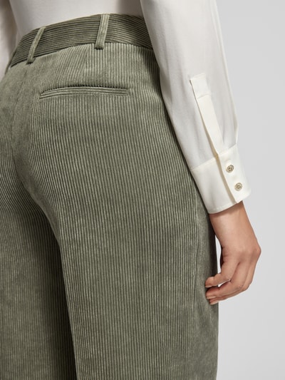 Christian Berg Woman Selection Wide fit corduroy broek met linnen Kaki - 3